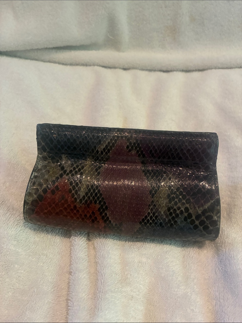 Barfield & Baird Snake-Embossed Leather Clutch in Multicolor